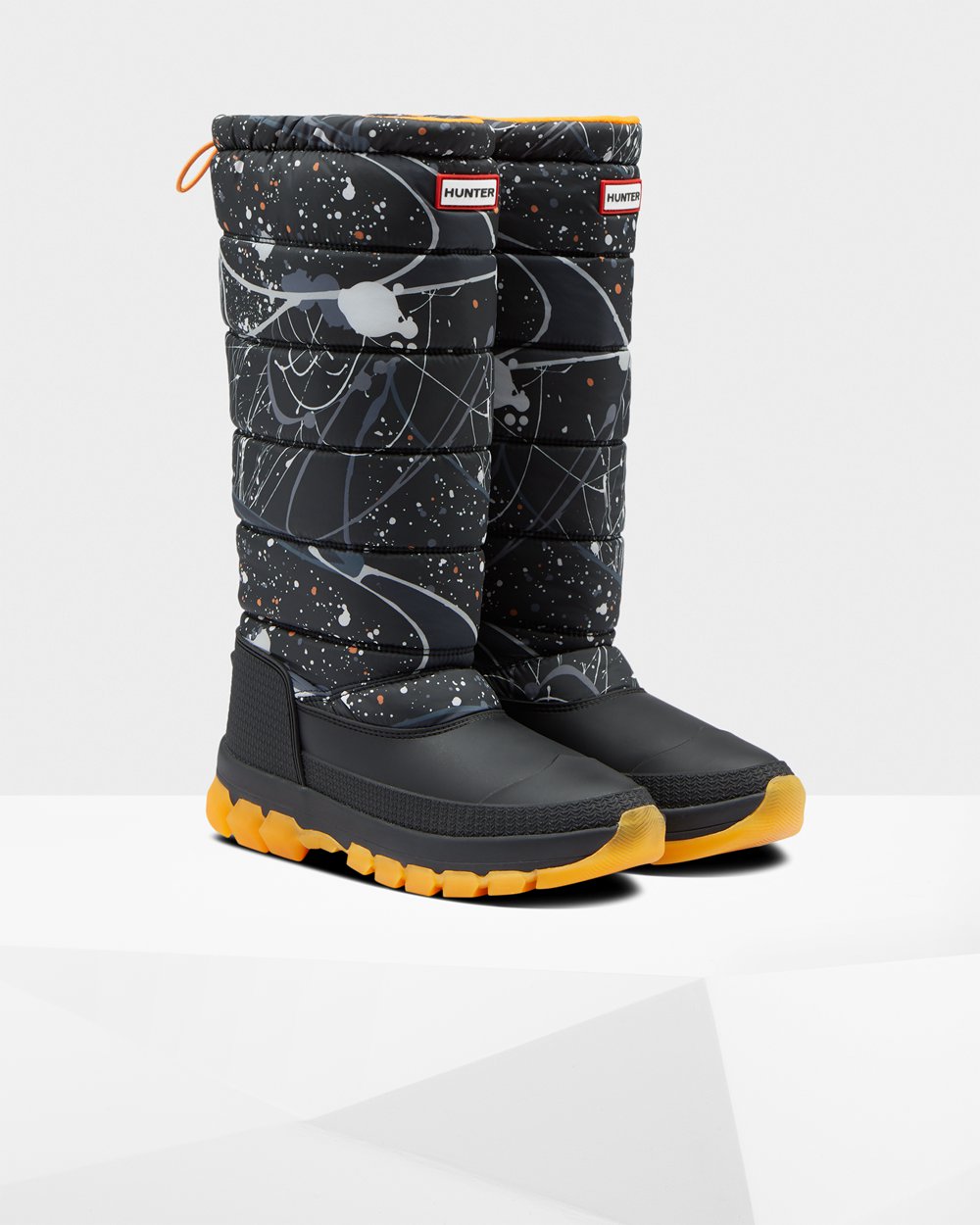 Snow Boots Dames - Hunter Original Printed Insulated Tall - Grijs Zwart - 67TLXNHJI